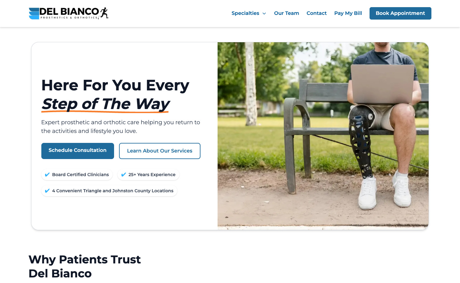 Del Bianco Prosthetics & Orthotics — finished site